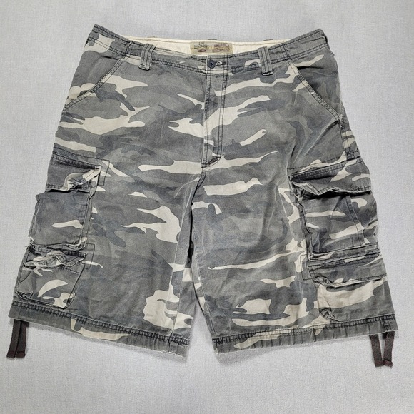 Lee Other - VTG Lee Dungarees Camo Cargo Shorts 36 Utility Military Y2K Heavy Cotton Twill